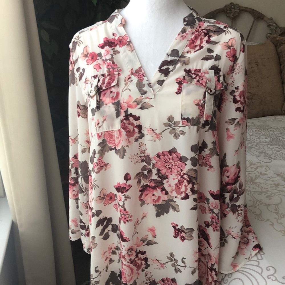 Rue 21 polyester rose laden 3/4 sleeve tunic size L